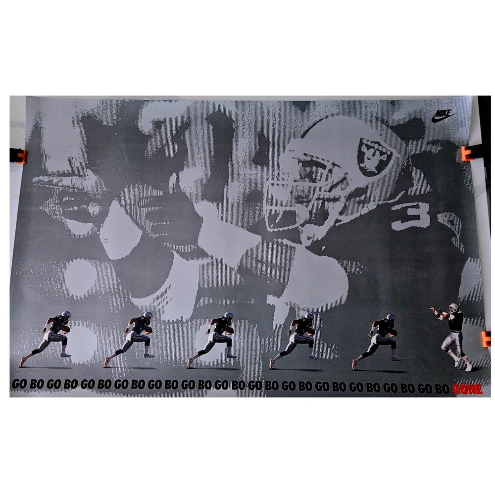 Bo Jackson Go Bo Poster 1989 Nike Raiders Original Costacos Brothers Vintage Art